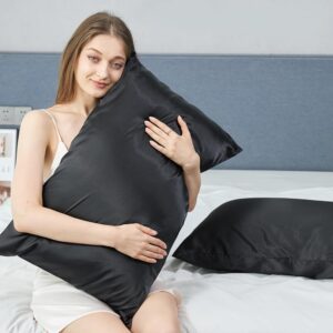 Fundas de Almohada de Satén - Negro