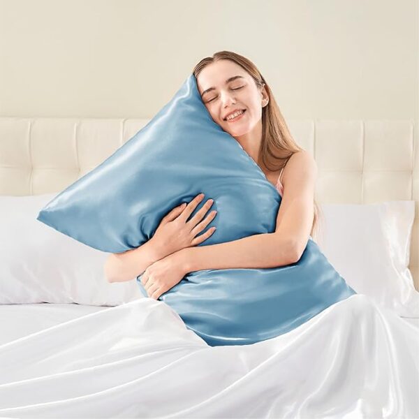 Fundas de Almohada de Satén - Azul Perlado